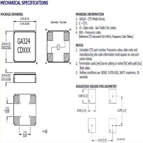 CTS晶振,贴片晶振,GA324晶振
