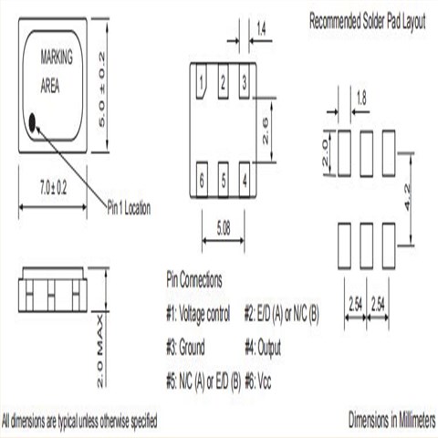 富通晶振,VC75A-48M000-ABB3,7050mm压控晶振,6G基站晶振